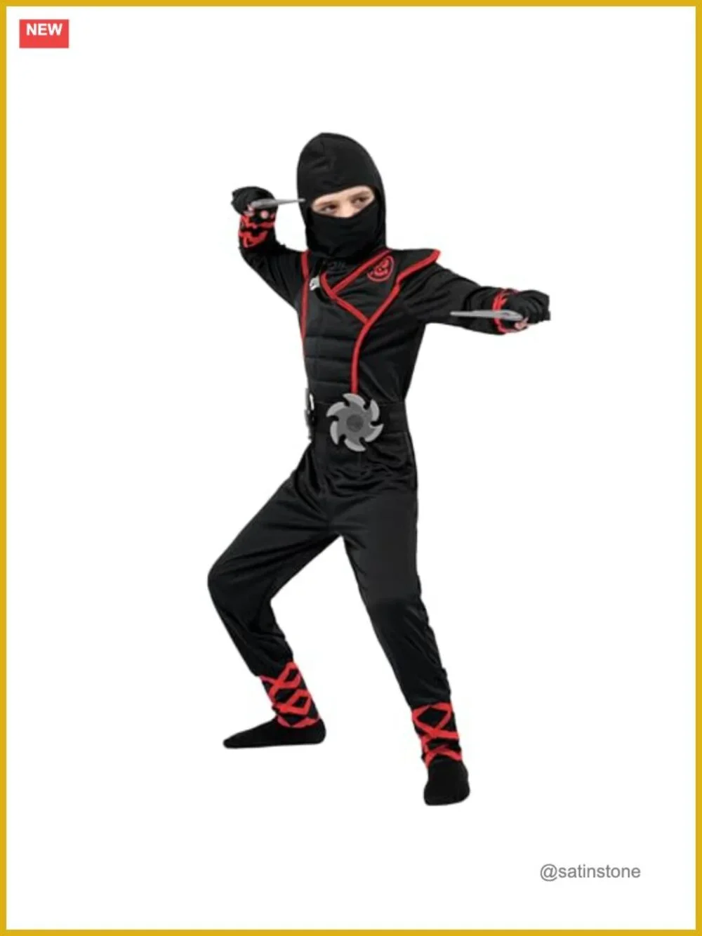 Kids Halloween Ninja Costume Set with Accessories - Boys Girls Dress Up